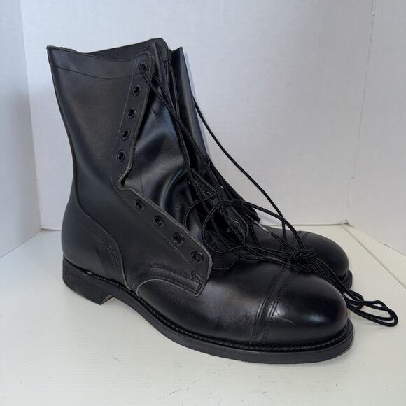 Vintage 96 Black 10.5 Leather Combat Boot COVE Military Steel-toe BILTRITE NWOB main image 11